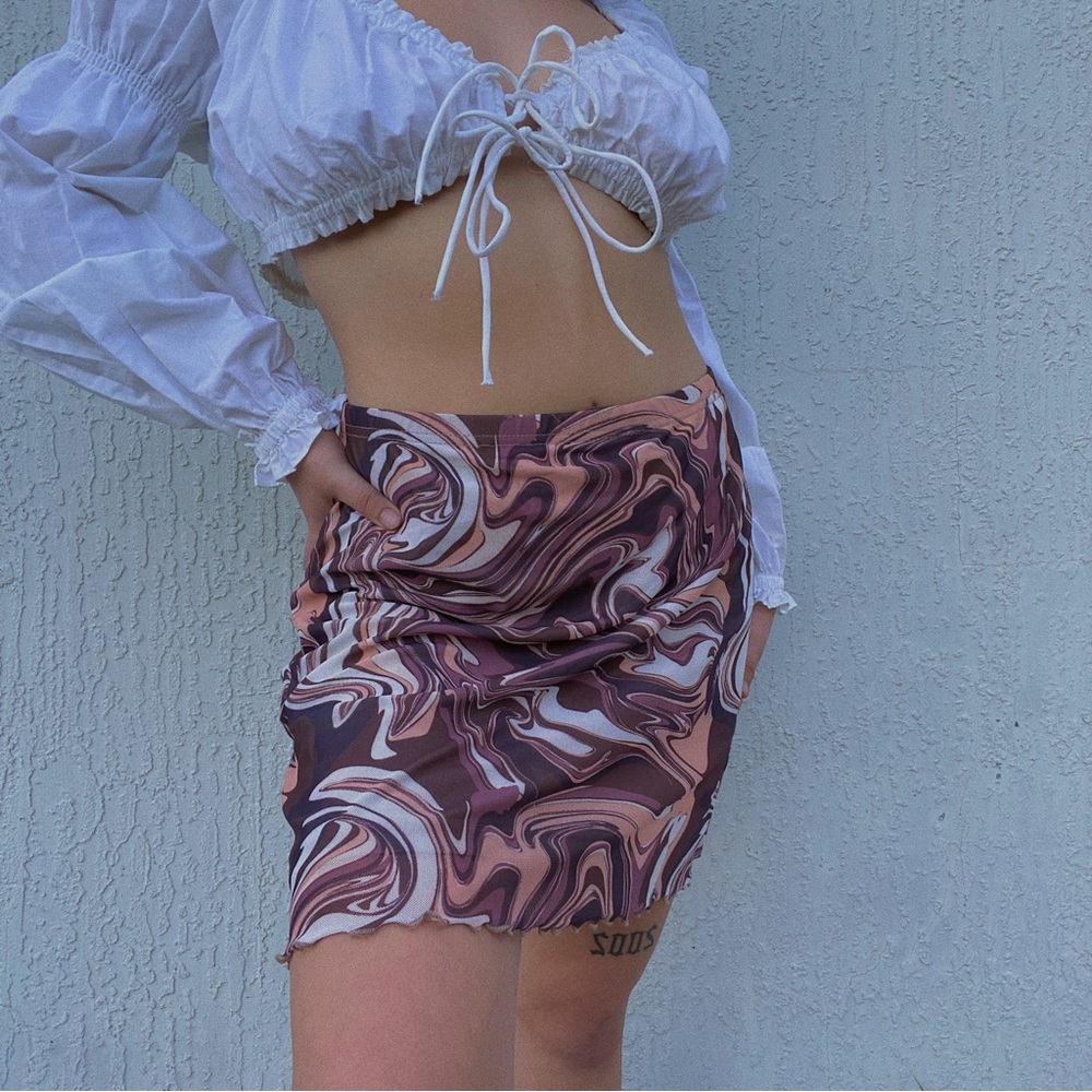 SHEIN brown marble cottage y2k mini skirt!